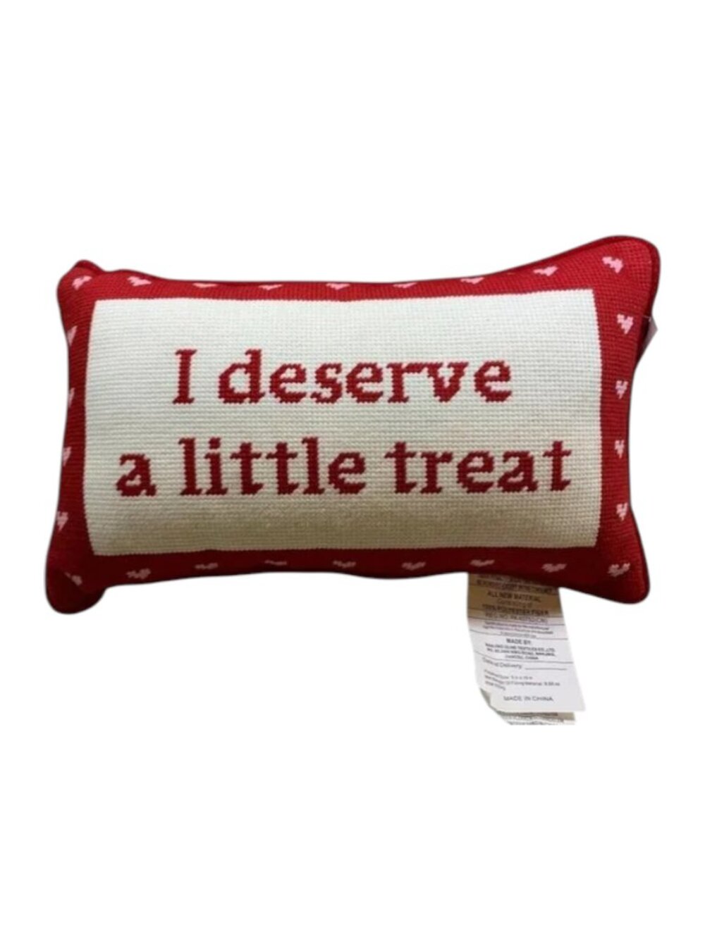 Pillow "I Deserve A Little Treat" Hooked Pillow NWT